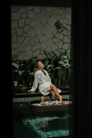 Floating Breakfat at Agranusa Villa